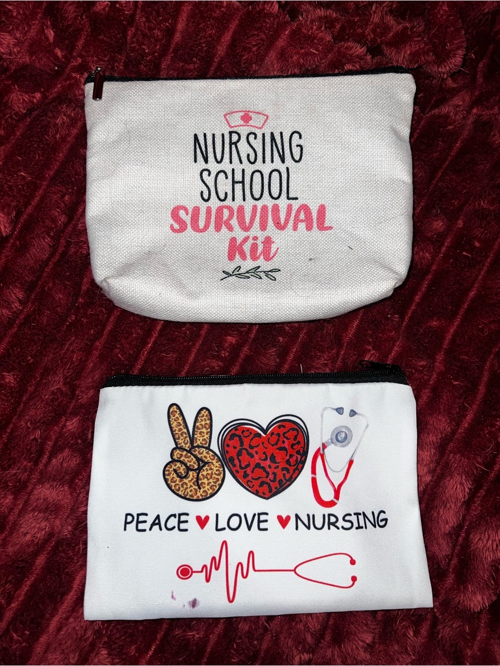 Two Nursing Cosmetic/Pencil Bags